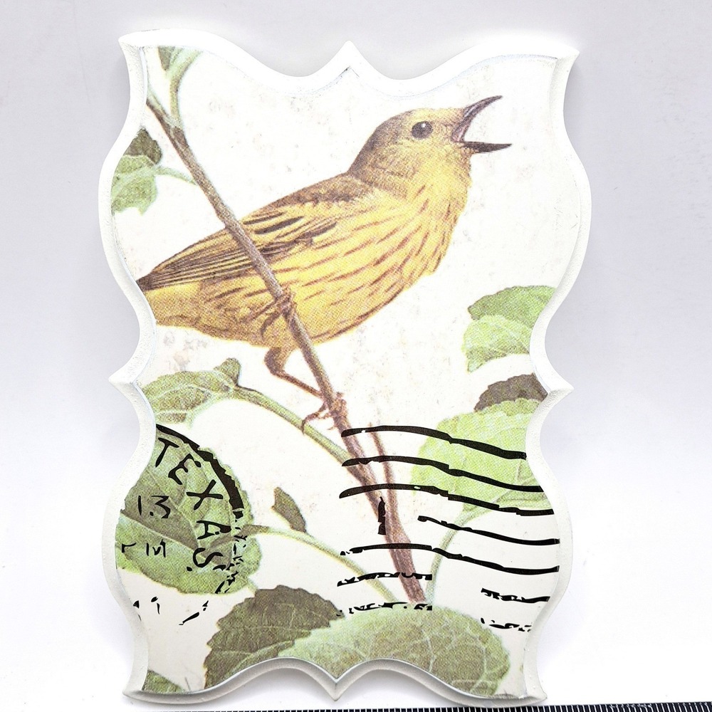 Elements Bird Wall Plaque Home Decor Small Multicolor Texas Postmark Wood Art